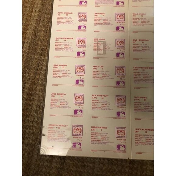 Framed 1991 Oakland A’s Baseball Card Set – Mother’s Cookies (28 Players) - Picture 6 of 8